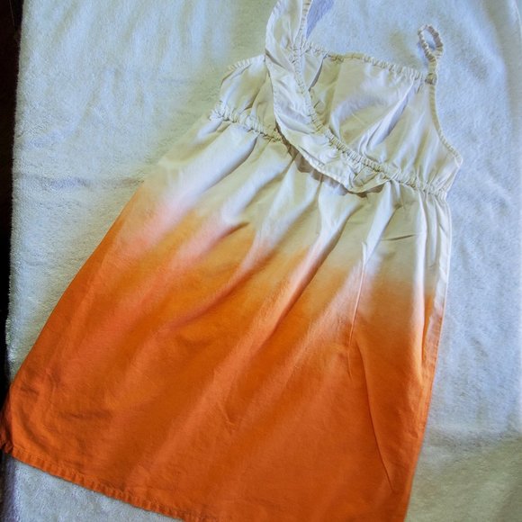 CHEROKEE Ombre Orange/White Sleeveless Ruffled Tank Cotton Dress, 5T - Picture 1 of 6